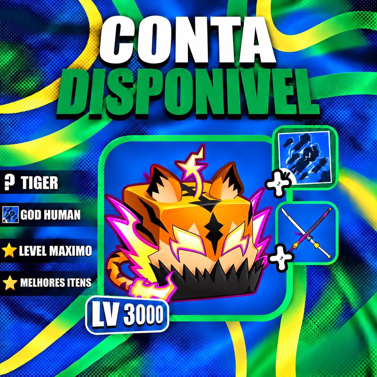 『 🐅 』TIGER FRUIT + GODHUMAN + LEVEL MÁX